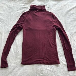 Vince Double Layer Mock Neck Shirt, burgundy, Small